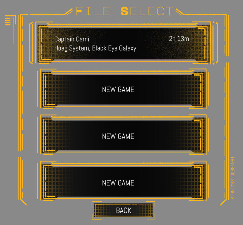 File Select Menu Mock-Up, Argos, Clip Studio Paint, 2025