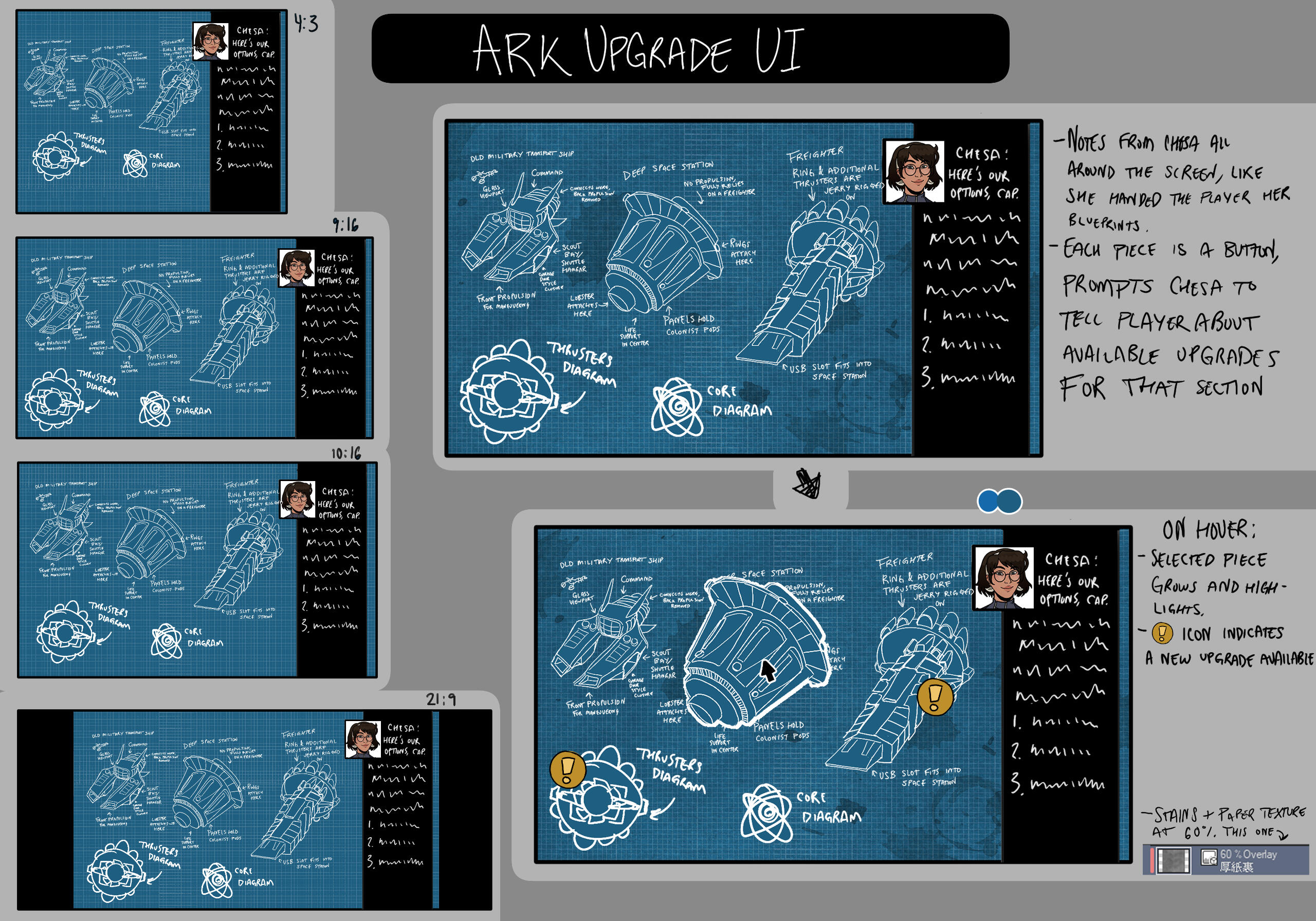 Ark Upgrade Menu Concept, Argos, Clip Studio Paint, 2025