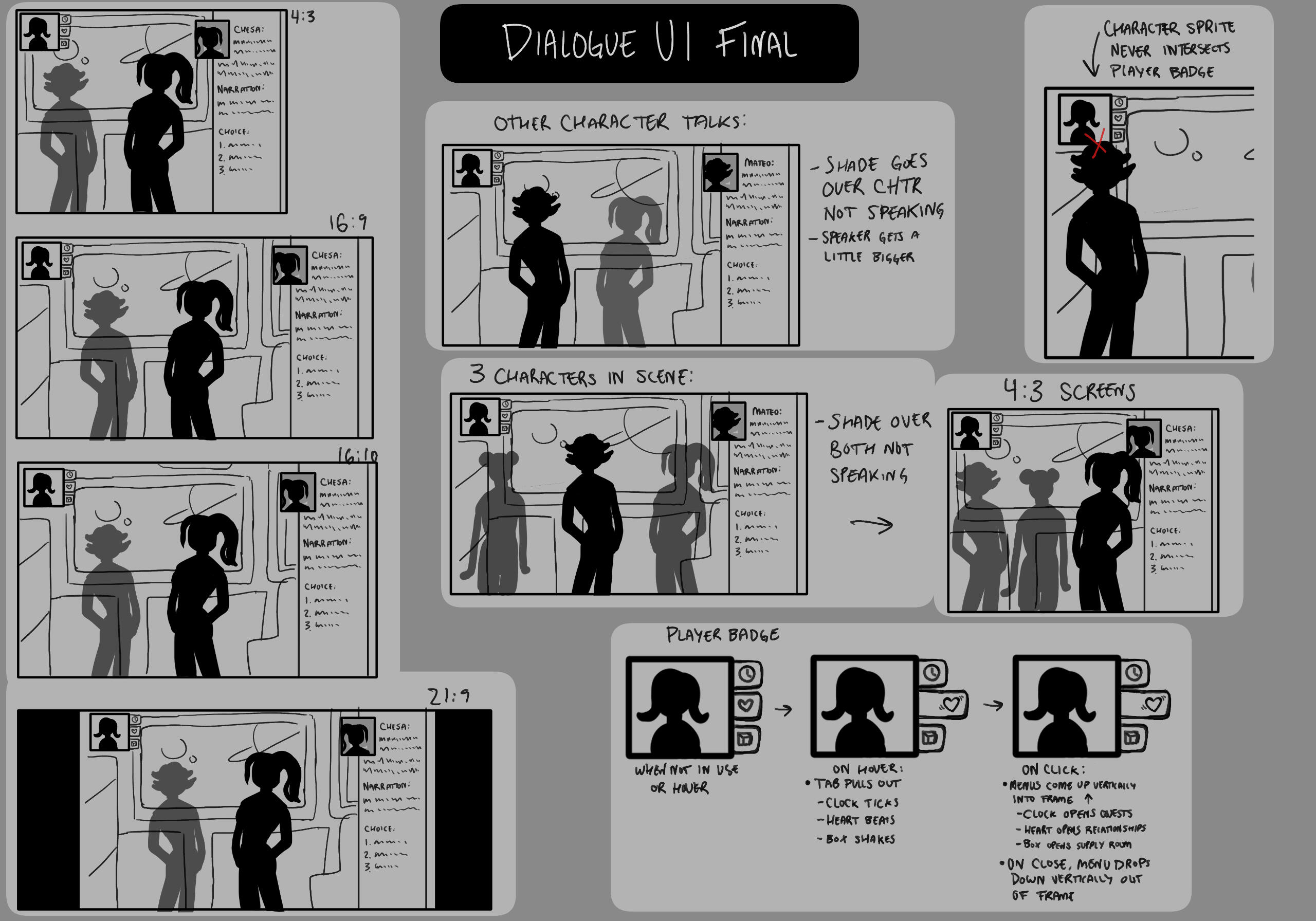 Dialogue UI Concepts, Argos, Clip Studio Paint, 2024
