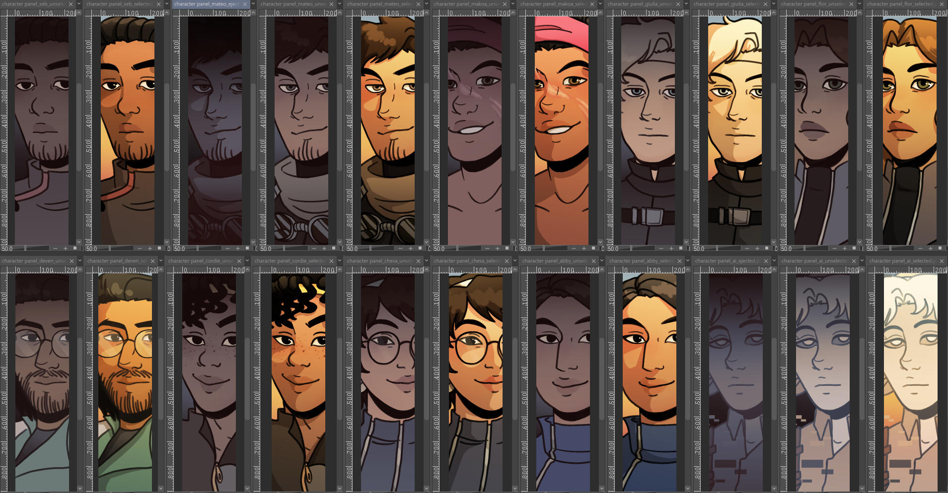 Relationship Overview All Panels, Argos, Clip Studio Paint, 2025